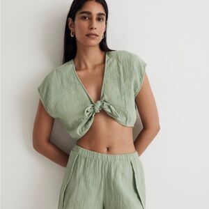 Madewell Gauze Tie Front Crop Top